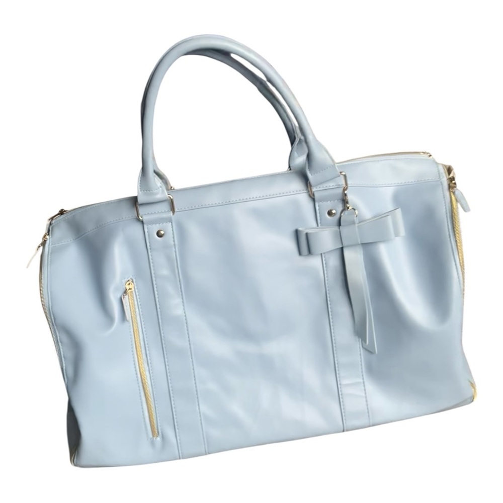 2-in-1 Convertible Chic Blue Duffle Bag - PU Leather Travel Weekender